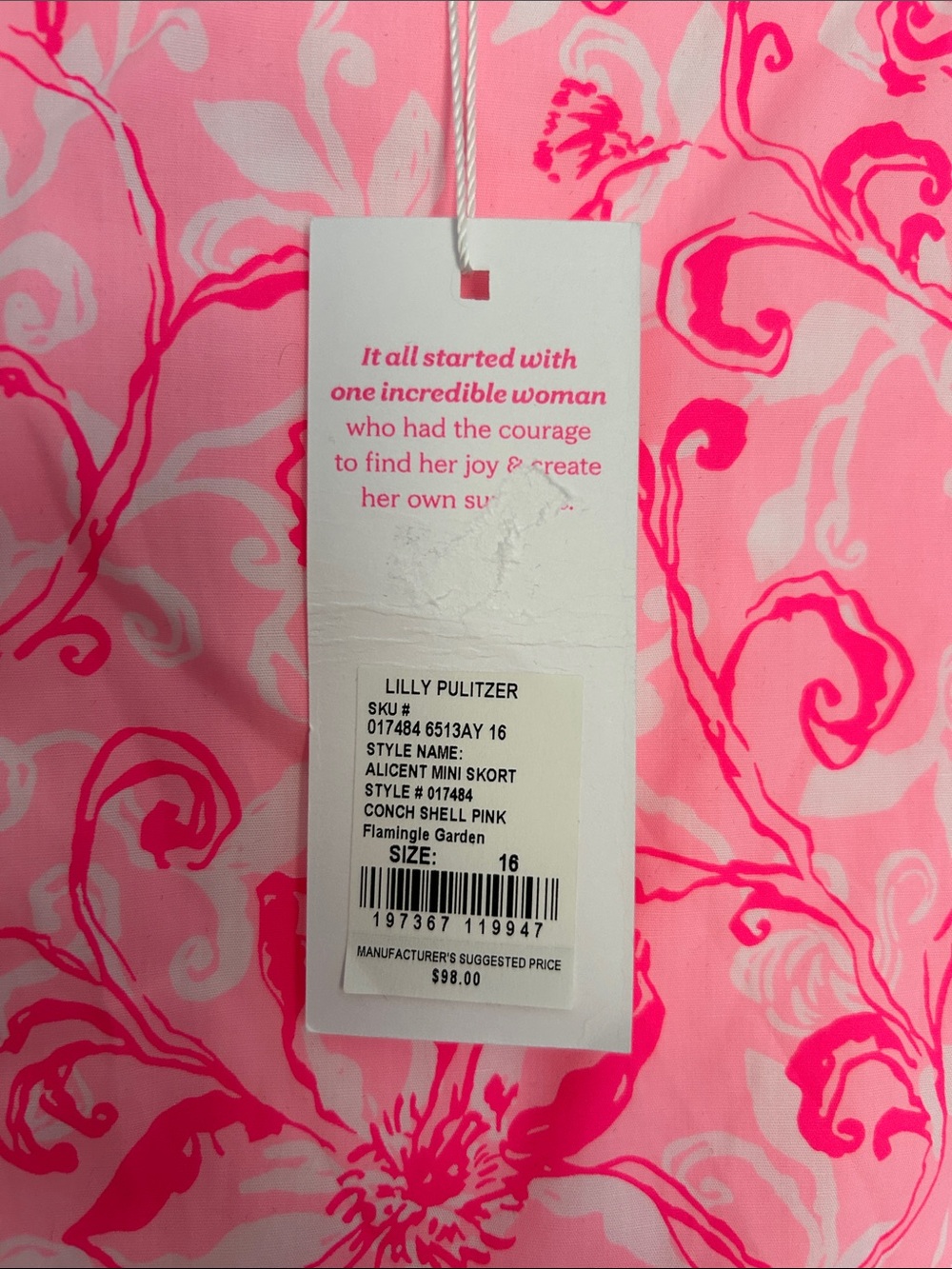 NWT Lilly Pulitzer Alicent Neon Pink Floral Mini Skort - Picture 2 of 8